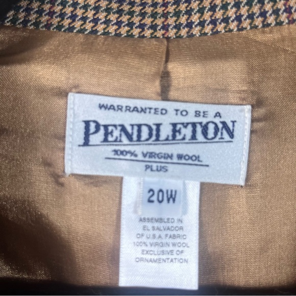 Pendleton Houndstooth Plaid Blazer Suit Jacket Coat Wool Western Preppy Plus 20W - Picture 6 of 8